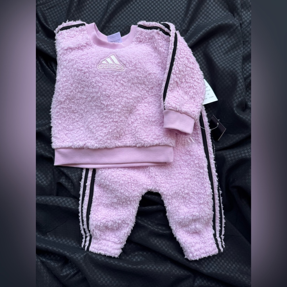 Adidas Soft Pink Baby Fleece Set